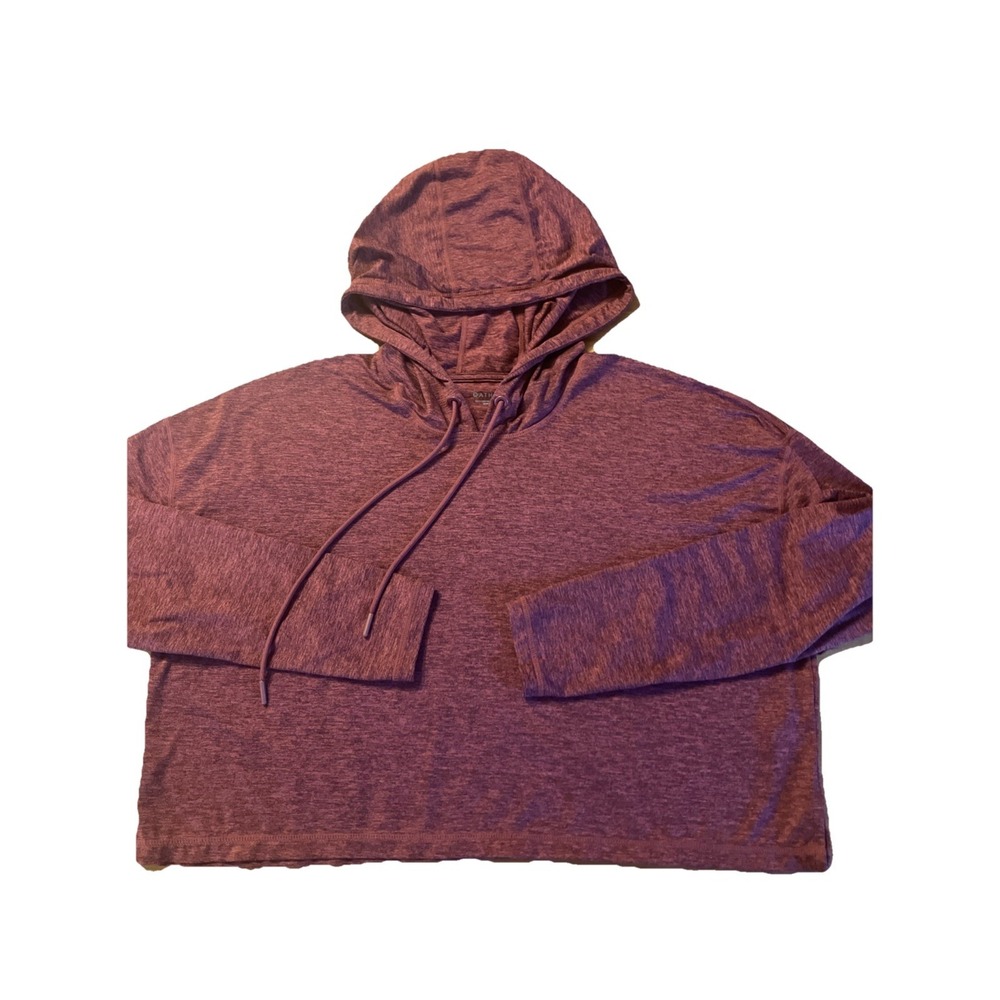 Athleta Women's Cropped Hoodie Size S Heather Maroon Finger Holes Lightweight